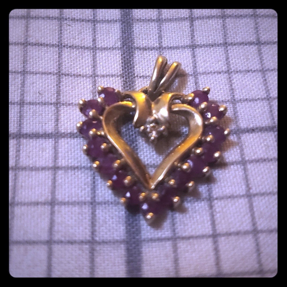 Gold, ruby and diamond pendant